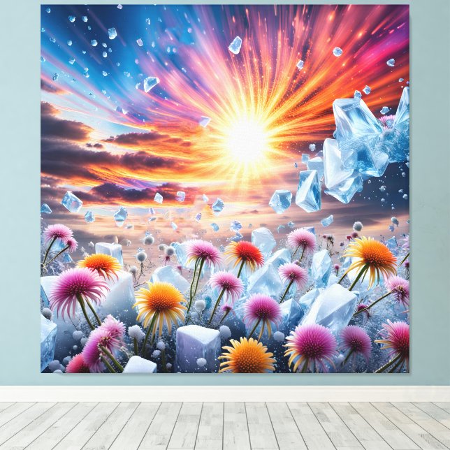 Blume Sunset Leinwanddruck (Insitu (Holzboden))