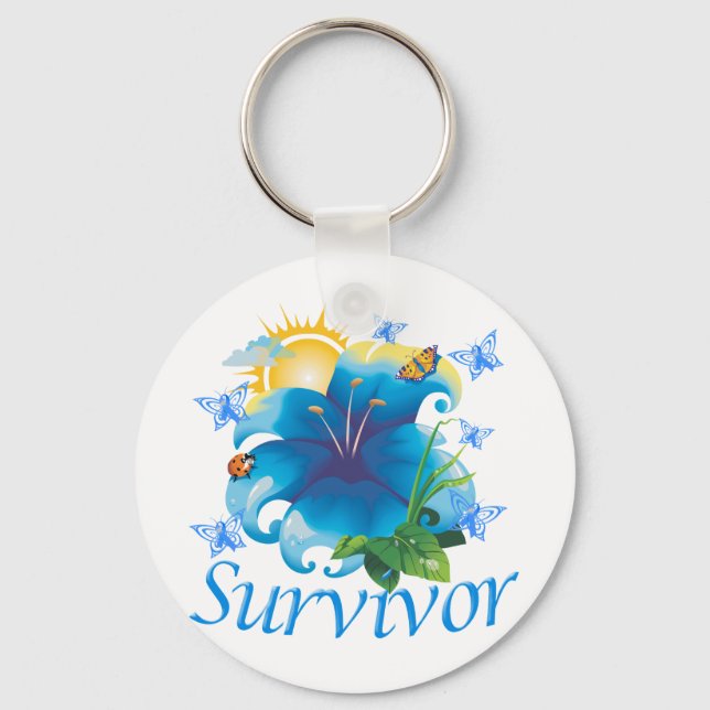 Blume Survivor blau Schlüsselanhänger (Vorderseite)