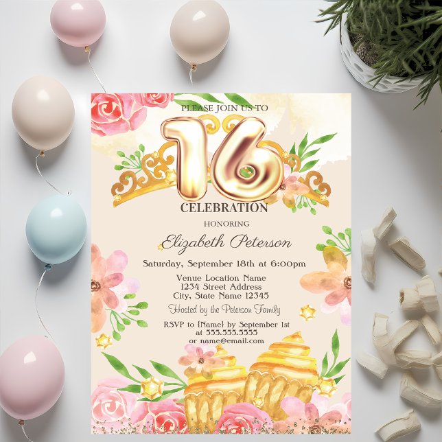 Blume Süßigkeiten Diamanten Sweet 16 Einladung (Von Creator hochgeladen)
