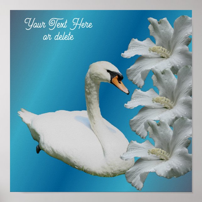 Blume Swan und Hibiskus hinzufügen Poster (Vorne)