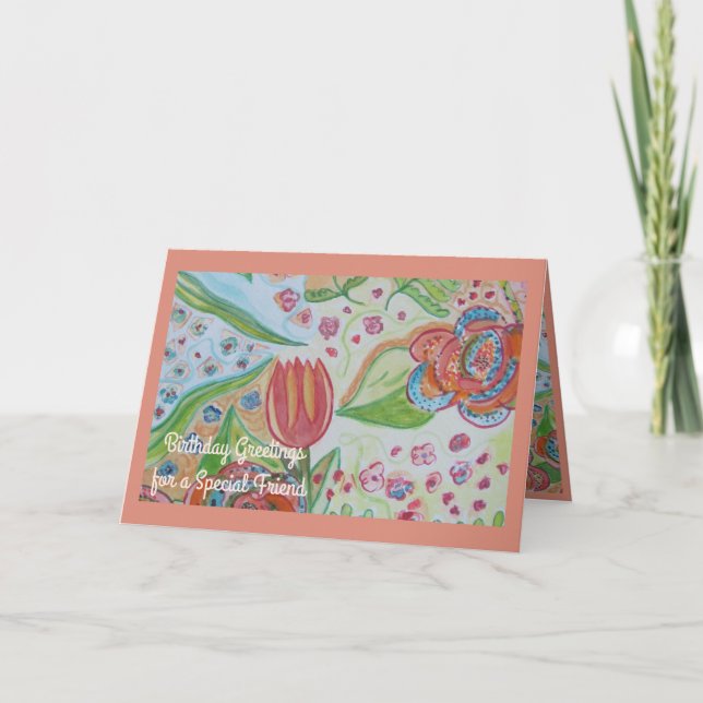 Blume Swirt Special Friend Geburtstag Karte (Vorderseite)