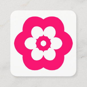 Blume Symbol - Neon Red auf White Quadratische Visitenkarte