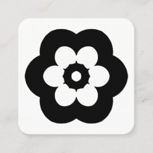 Blume-Symbol - Schwarz auf Weiß Quadratische Visitenkarte