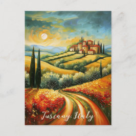 Blume Tal Toskana Malerei | Italien Reisen Kunst Postkarte