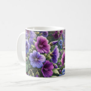 Blume Tasse mit lebhaften lila und violetten Blume