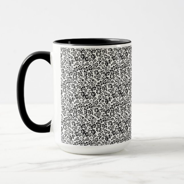 Blume Tasse weiß und schwarz. (Links)
