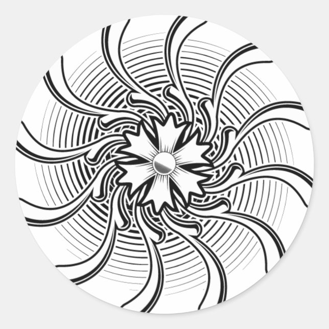 Blume Tattoo Runder Aufkleber (Vorderseite)