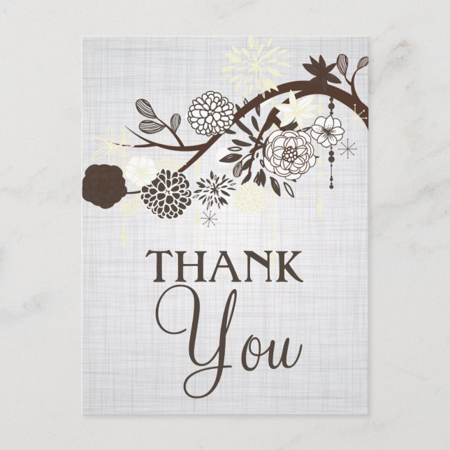 Blume Taupe und Creme RusticDanke Postcard Postkarte (Vorderseite)