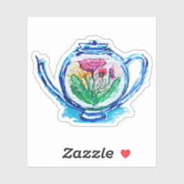 Blume Teapot Aufkleber