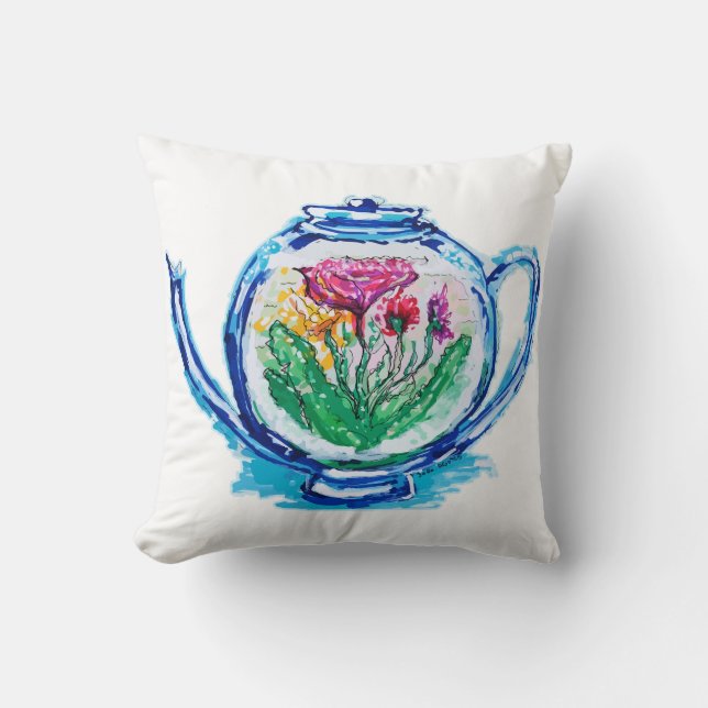 Blume Teapot Kissen (Vorderseite)
