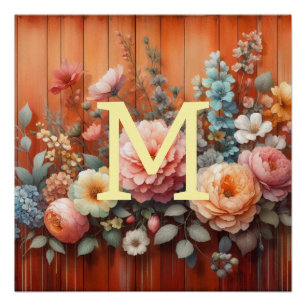 Blume Terrakotta, Monogramm Poster