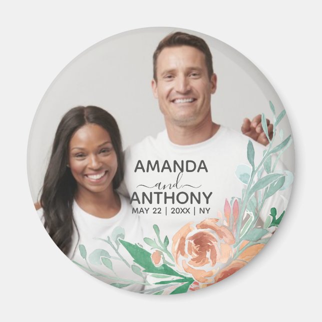 Blume-Text und benutzerdefinierten Foto-Magneten Magnet (Vorne)