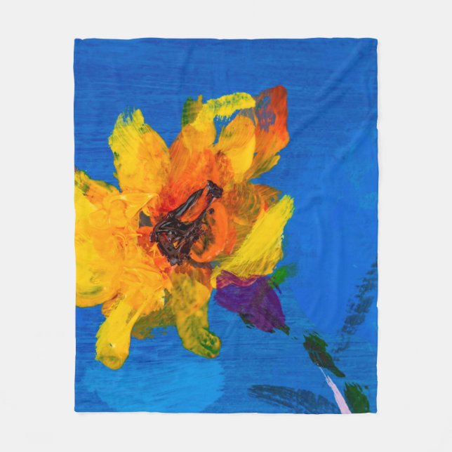 Blume Textur Ölmalerei, Art Painted Wildflow Fleecedecke (Vorderseite)