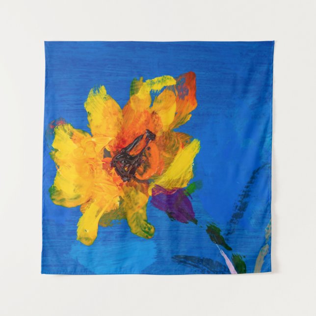 Blume Textur Ölmalerei, Art Painted Wildflow Wandteppich (Vorderseite)