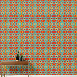 Blume Tile Motif der 1970er Jahre: Emaille sieht f Tapete