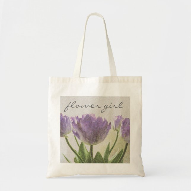 Blume Tote Tasche mit lila Hochzeitstups (Vorne)