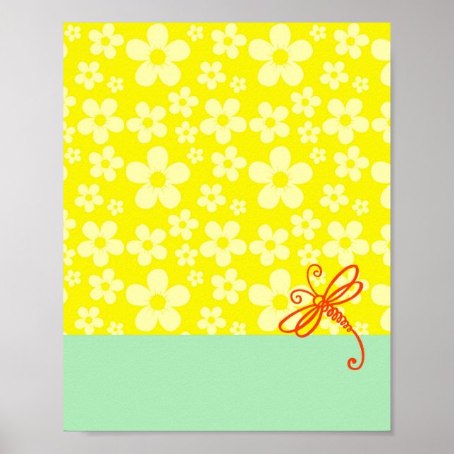 Blume Touch der grünen Libellenkunst Poster (Vorne)