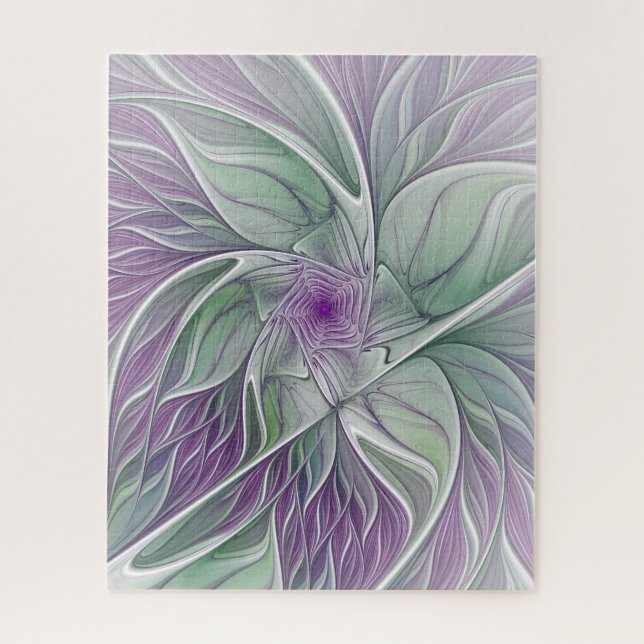 Blume Traum, Abstraktes Lila Grünes Fraktal Kunst (Vertikal)