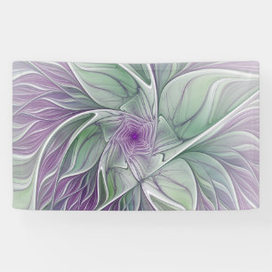 Blume Traum, Abstraktes Lila Grünes Fraktal Kunst Banner