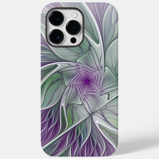 Blume Traum, Abstraktes Lila Grünes Fraktal Kunst Case-Mate iPhone 14 Pro Max Hülle (Rückseite)