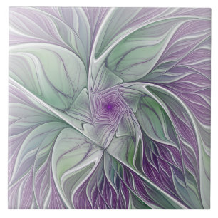 Blume Traum, Abstraktes Lila Grünes Fraktal Kunst Fliese