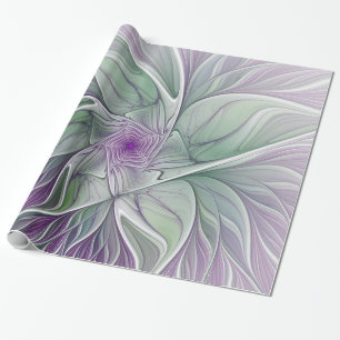 Blume Traum, Abstraktes Lila Grünes Fraktal Kunst Geschenkpapier