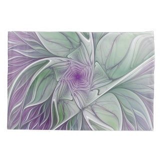 Blume Traum, Abstraktes Lila Grünes Fraktal Kunst Kissenbezug
