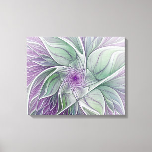 Blume Traum, Abstraktes Lila Grünes Fraktal Kunst Leinwanddruck