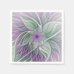 Blume Traum, Abstraktes Lila Grünes Fraktal Kunst Serviette
