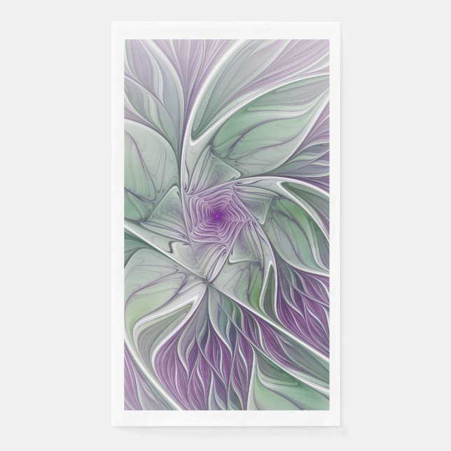 Blume Traum, Abstraktes Lila Grünes Fraktal Kunst Serviette (Vorderseite)