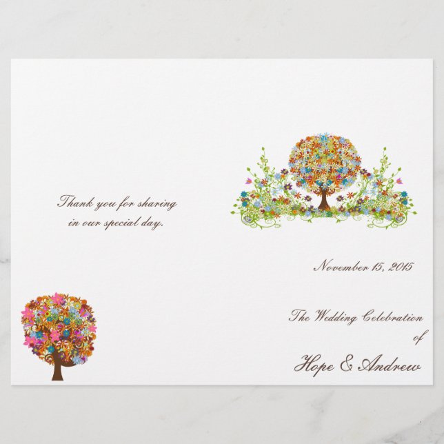 Blume Tree Hochzeitsprogramm (Vorderseite)