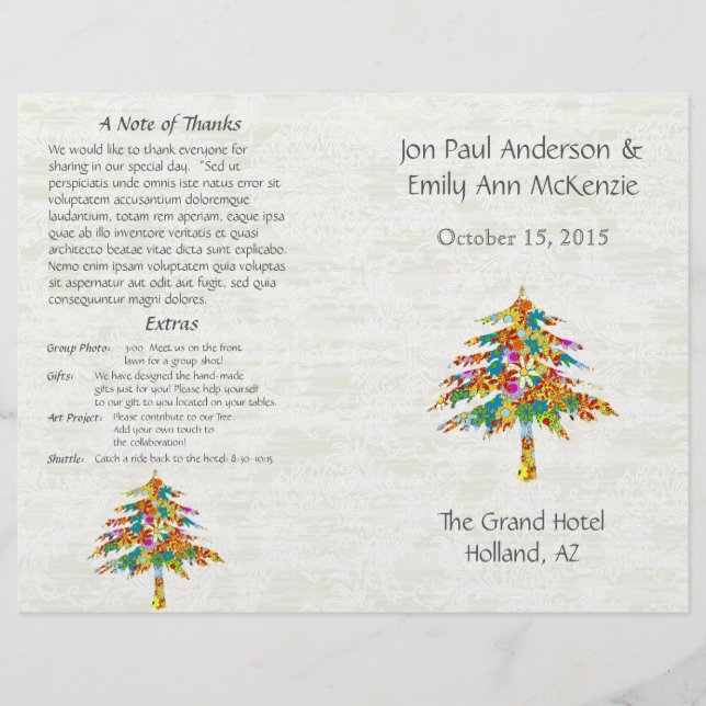 Blume Tree Hochzeitsprogramm (Vorderseite)