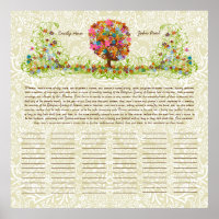 Blume Tree Print Quaker Hochzeitszertifikat