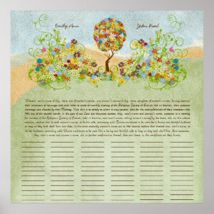 Blume Tree Print Quaker Hochzeitszertifikat Poster