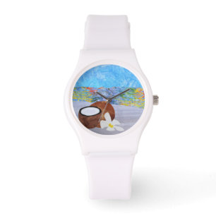 Blume Tropical Beach Coconut Plumeria Armbanduhr