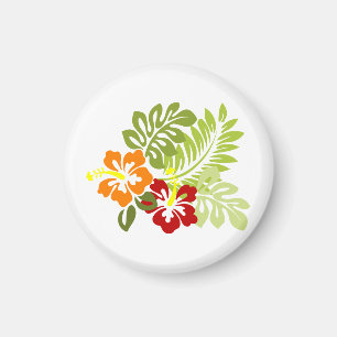 Blume Tropical Blätter Hibiskus Hawaii Red Orange. Magnet