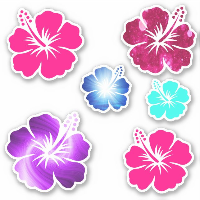Blume Tropical Shaped Art des hawaiianischen Hibis Aufkleber (Vorderseite)