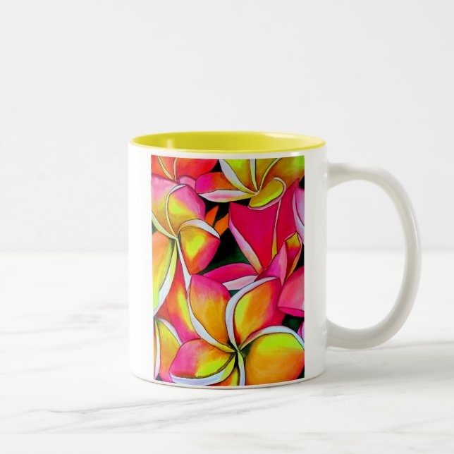 Blume Tropical Yellow Frangipani Zweifarbige Tasse (Rechts)