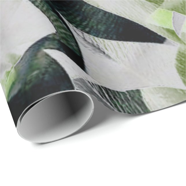 Blume Tropischer Grüner Grüner Minimal VIP Geschenkpapier (Rolleneckpunkt)