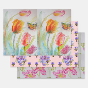 Blume Tulip Art  Floral Lilies Geschenkpapier Set
