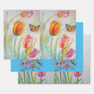 Blume Tulip Art  Floraler Frühling Geschenkpapier Set