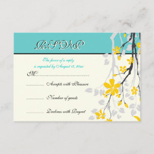 Blume Türkis-Türkis Hochzeitskarte RSVP Karte