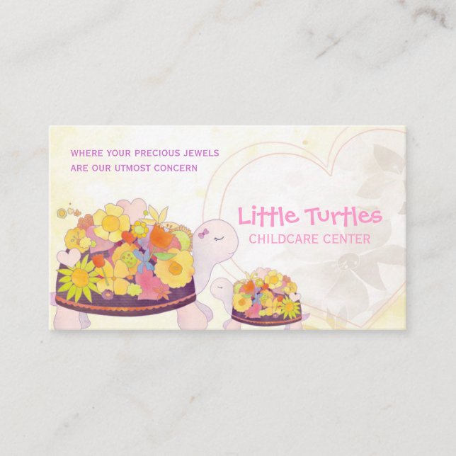 Blume Turtles Kinderbetreuung Visitenkarte (Vorderseite)