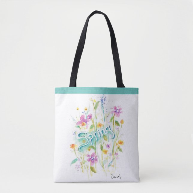 Blume Tüte, Stoffbeutel Tasche (Vorderseite)