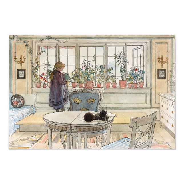 Blume über das Windows, 1895 von Carl Larsson Fotodruck (Vorne)
