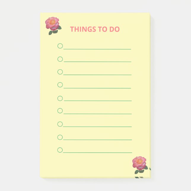 Blume über gelbe Dinge Post-it Klebezettel (Vorderseite)