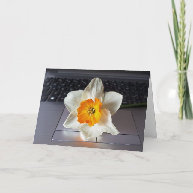 Blume über Tastatur Karte (Vorderseite)