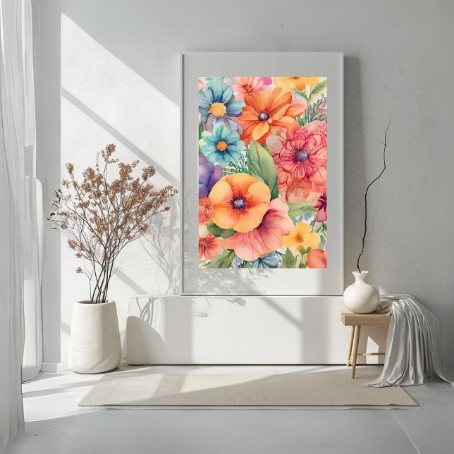 Blume überall in Druckfarbe - Jasmine Fotodruck (Flowers All Over Watercolor - Jasmine Photo Print)