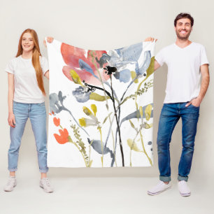 Blume überlagert - Watercolor-Pastell-Blumen Fleecedecke