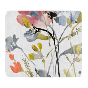 Blume überlagert - Watercolor-Pastell-Blumen Schneidebrett
